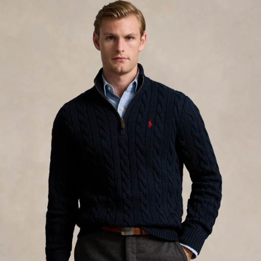 Polo Embroidered Quarter Zipper Knit Sweater